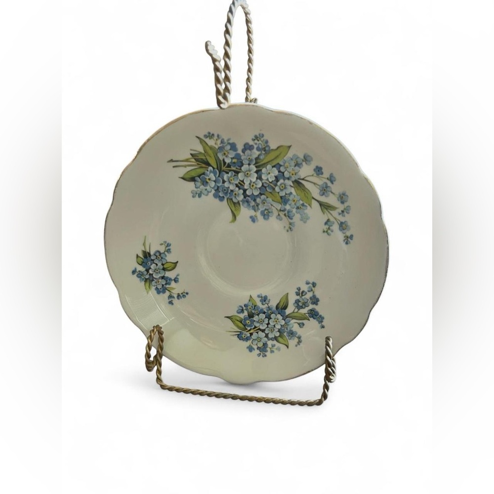 Regency English Fine Bone China Floral Plate - Blue Forget-Me-Not